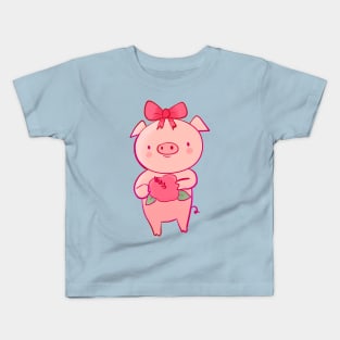 Cute pig and flower Kids T-Shirt